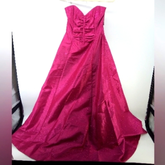 NWT Gunne Sax Jessica McClintock Pink Sparkle Glitter Strapless Prom 5/6 - Picture 1 of 16